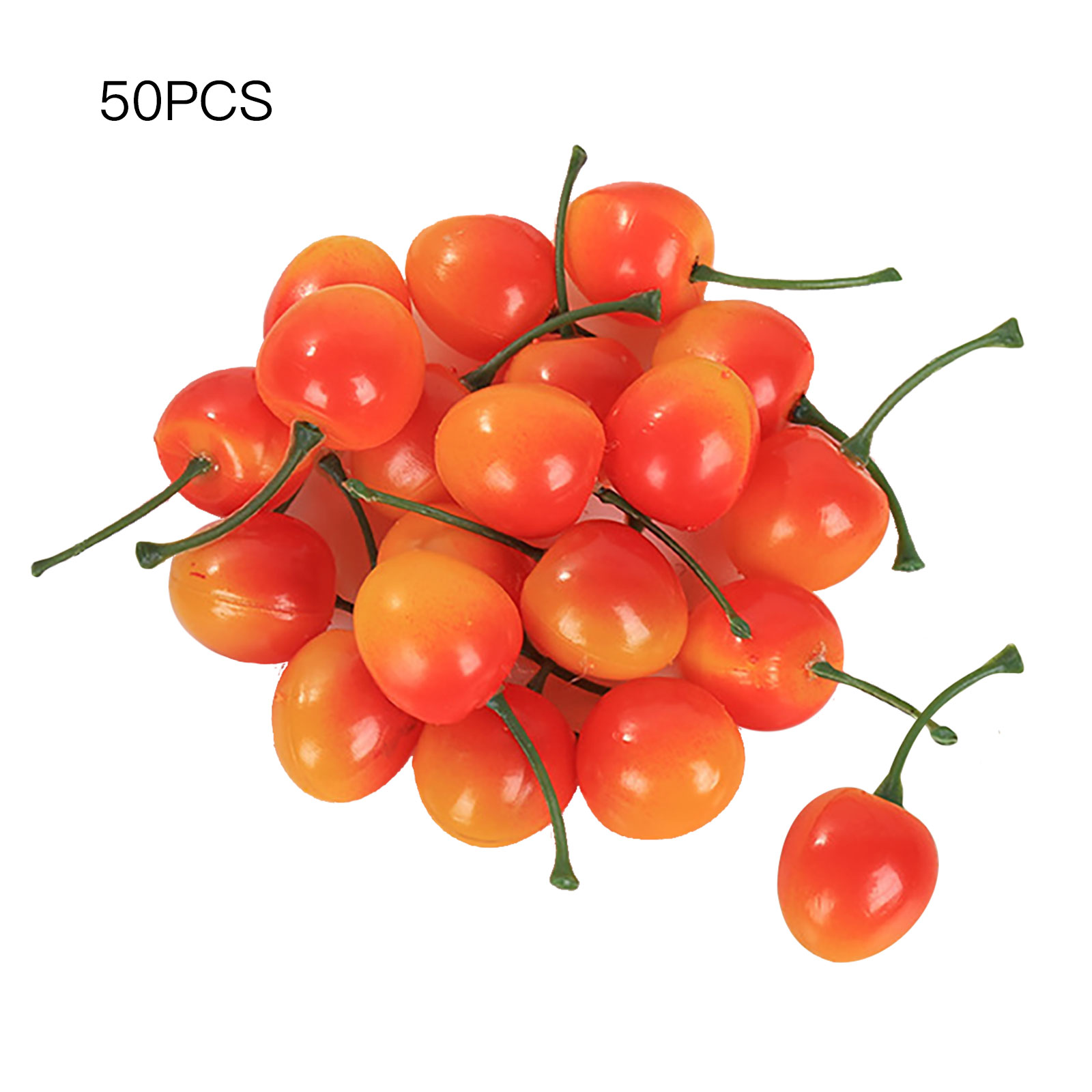Simulation Cherry Cherries Realistic 2.5cm 50pcs/set 50pcs 205cm Plastic For Party Decor Mini Fruits