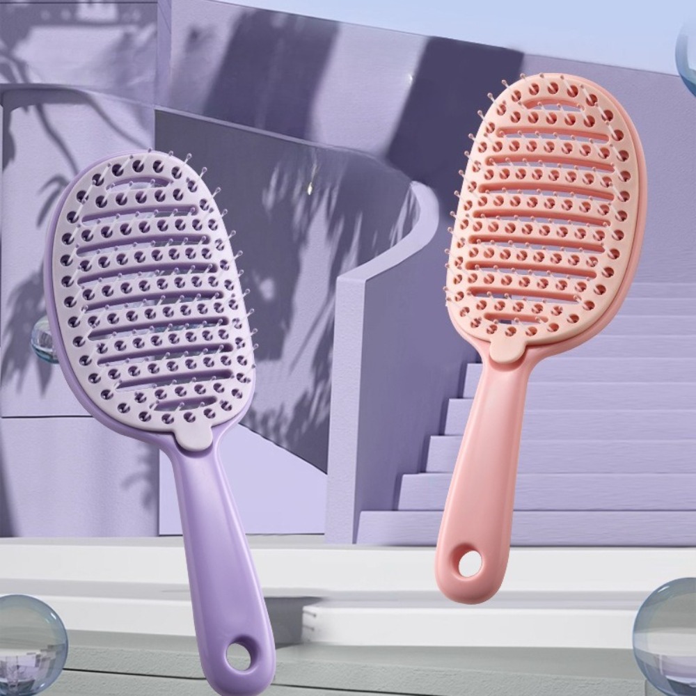 Gebogene, belüftete Haarbürste, Paddel-Entwirrungs-Paddelbürste zum Föhnen, belüftete Paddelbürste, gebogene Haarbürste für nasses, kurzes, lockiges Haar