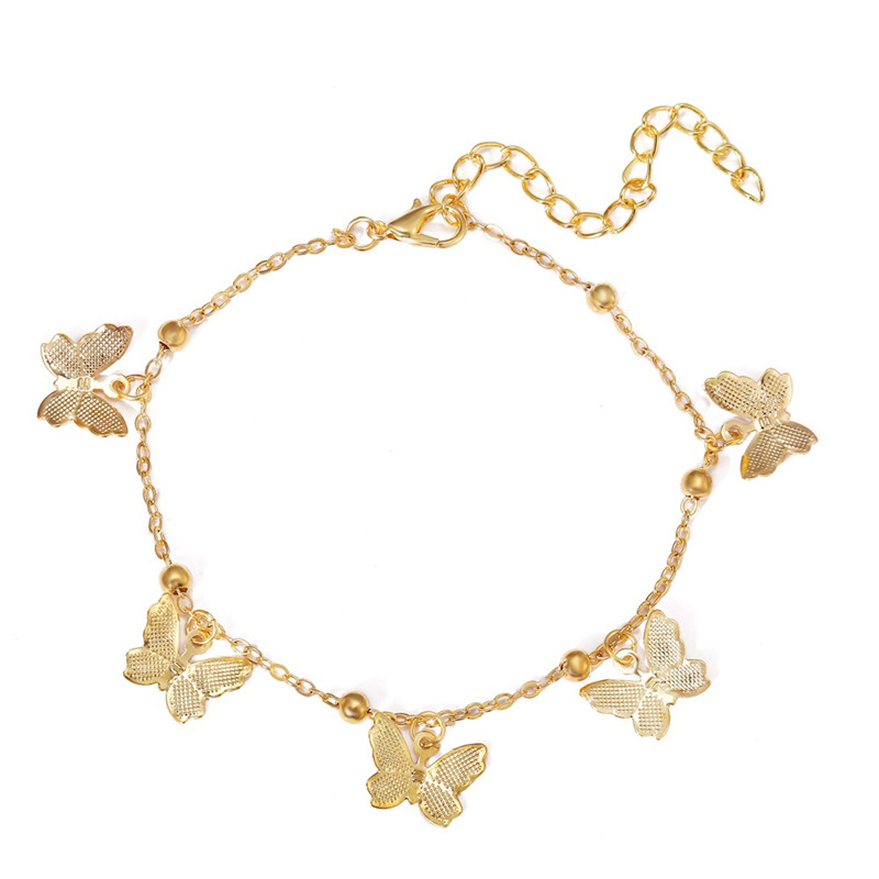 Tobillera con forma de mariposa para mujer, joyería para el pie, pulsera descalza para la playa, correa para el tobillo, accesorios de joyería bohemios