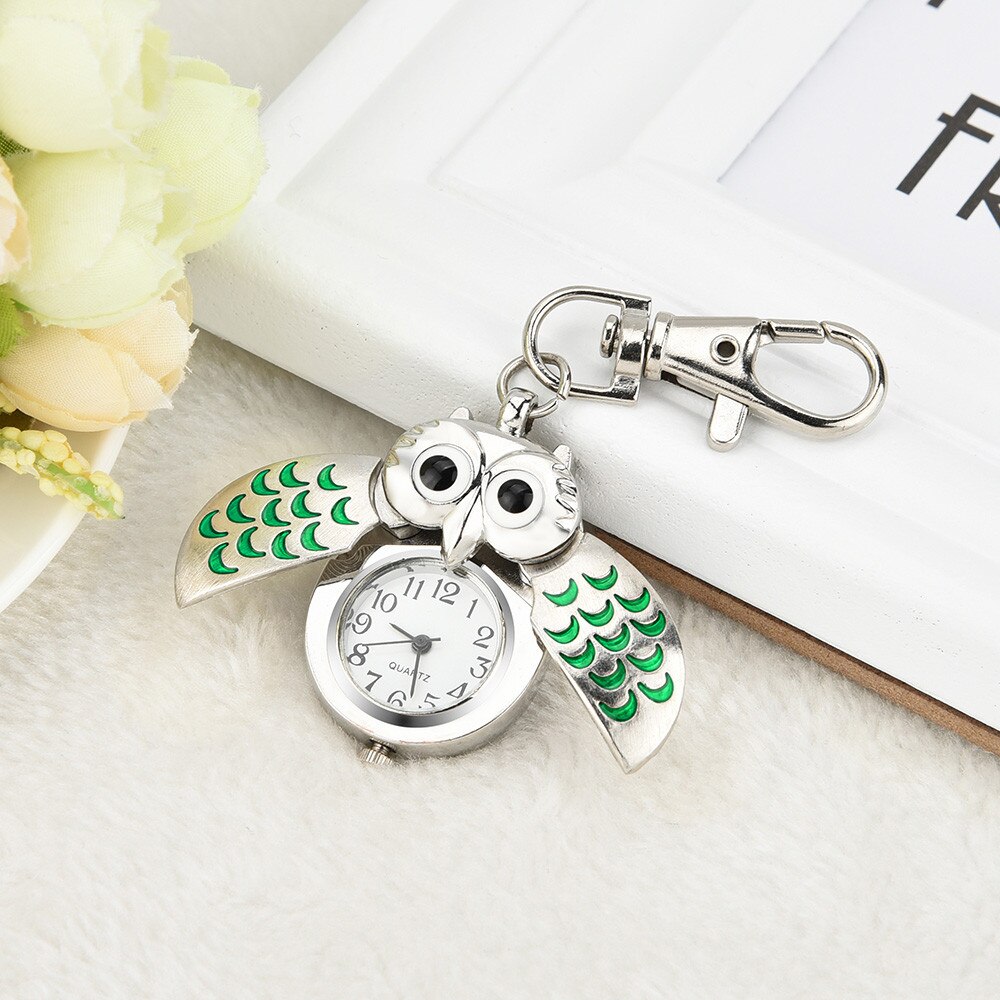 Petites montres à gousset, horloge rétro à quartz, magnifique porte-clés de dessin animé mignon, montre de poche hibou, relogio feminino saat watch *a