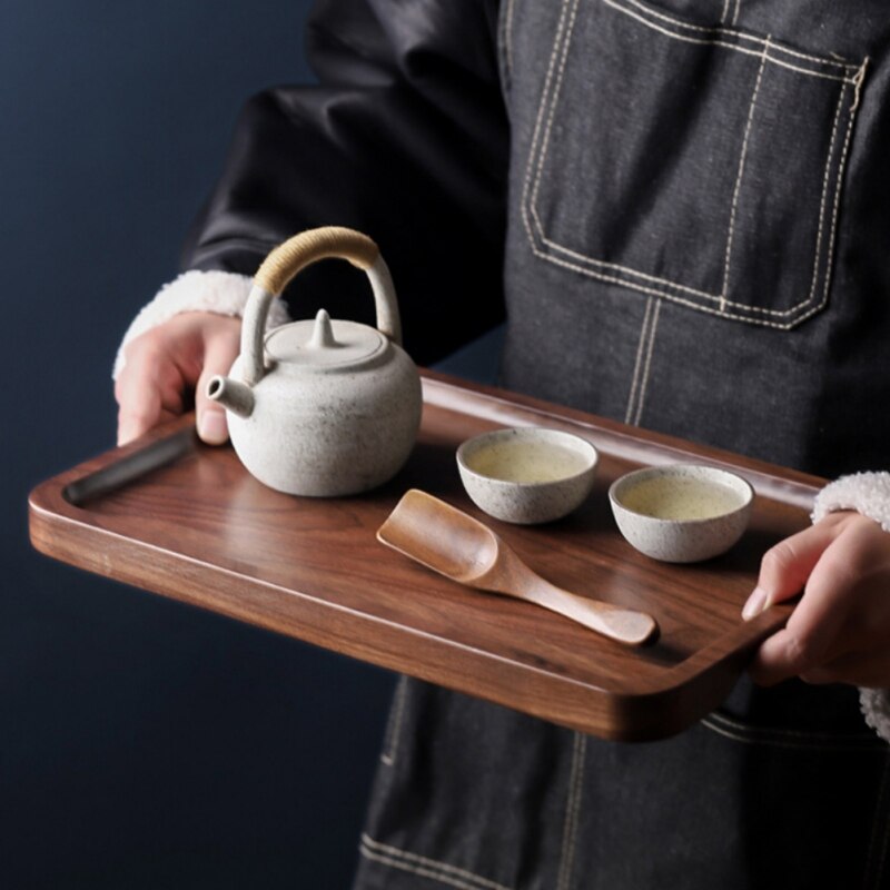 Rectangle Black Walnut Wood Pan Plate Fruit Dishes Saucer Tea Tray Dessert Dinner Bread Wood Plate