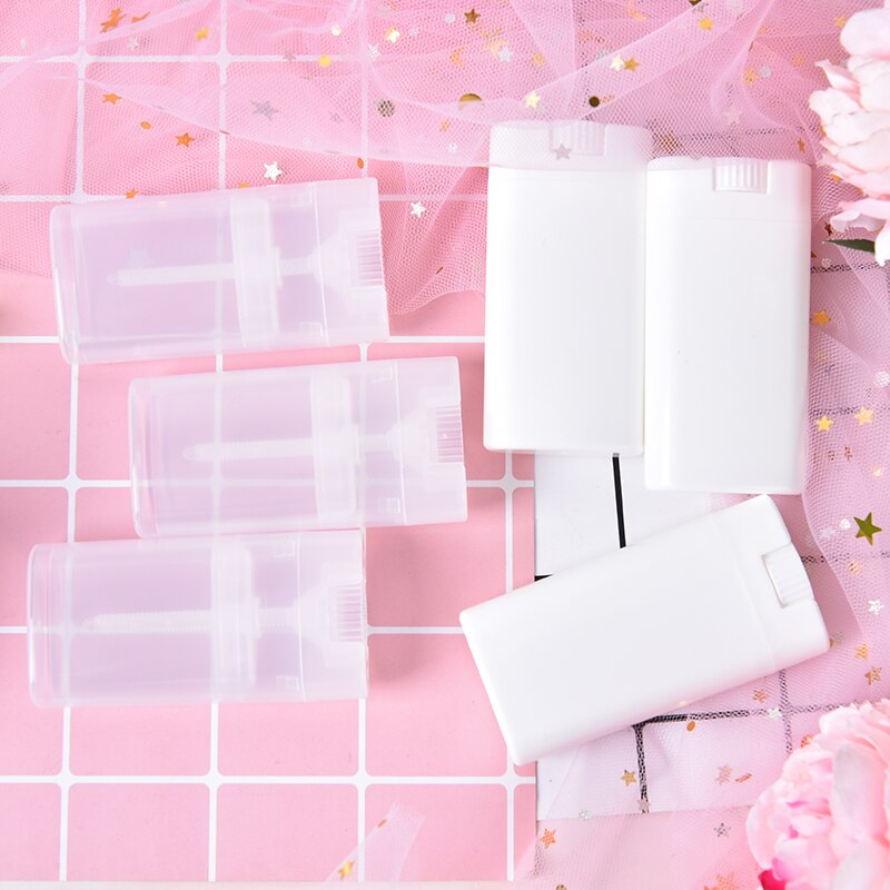10 Stks/partij Draagbare Deodorant Containers Clear Witte Lippenstift Lip Buis Plastic Lege Diy Ovale Lippenbalsem Buizen