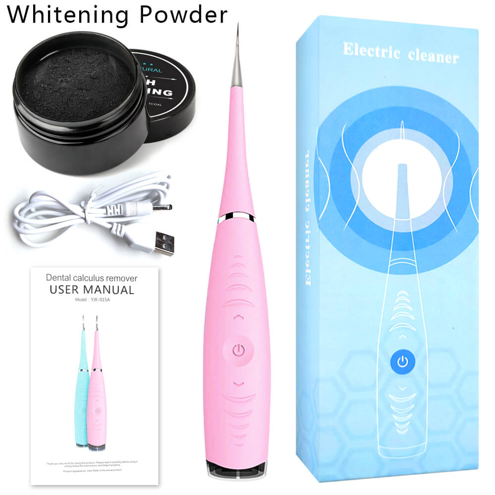 Ultrasonic Electric Dental Scaler Machine Tooth Calculus Tool Sonic Remover Stains Tartar Plaque Whitening Portable Oral Cleaner: Pink With Charcoal