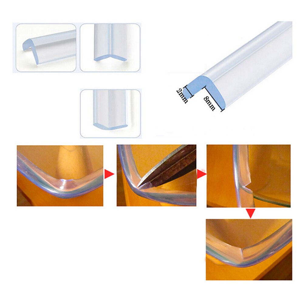 1M Baby Kid Bumper Strip Tafel Meubilair Corner Edge Siliconen Cover Bumper Strip Transparant Cuttable Veiligheid Bescherming