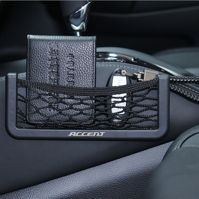 1 borde Interior de la carrocería del coche, accesorios de almacenamiento de red elástica para Hyundai Accent