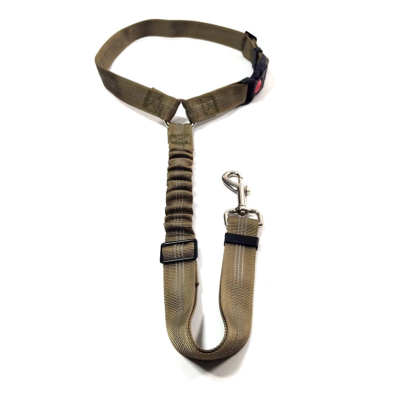 Elastische Buffer Hond Autogordel Huisdier Voertuig Veiligheid Riemen Verstelbare Hond Auto Leash Nylon Reflecterende Pet Travel Veiligheidsgordel Voor honden: Khaki