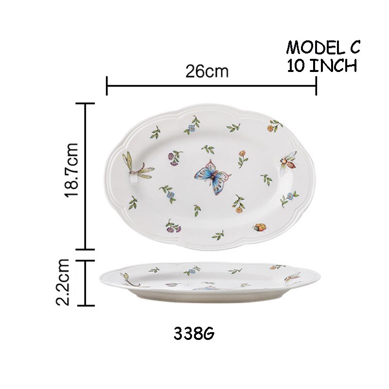 Plantenservies insectenpot theepot gouden rand koffiekopje afternoon tea verguld dessertbord holle deksel: Model c