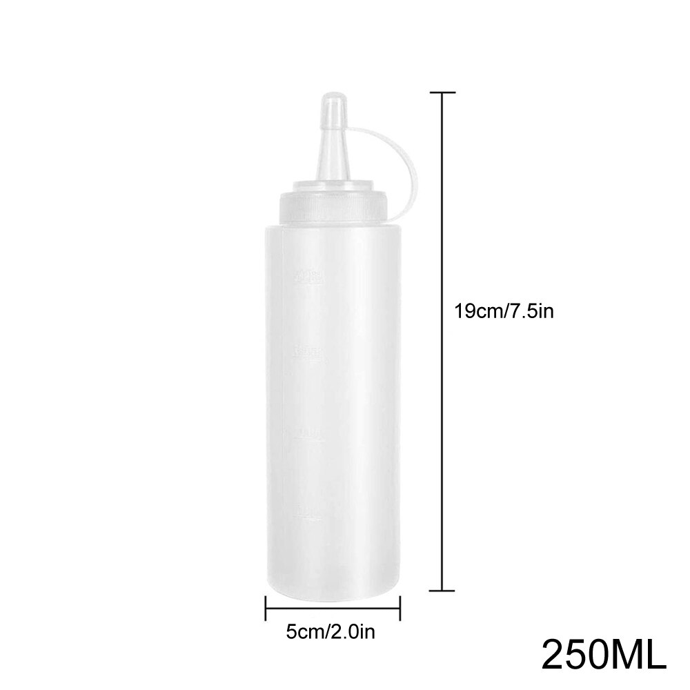 10Pcs Knijpt Flessen Plastic Knijpt Saus Flessen Met Caps Ketchup Salade Dressing Fles M56: 250ml
