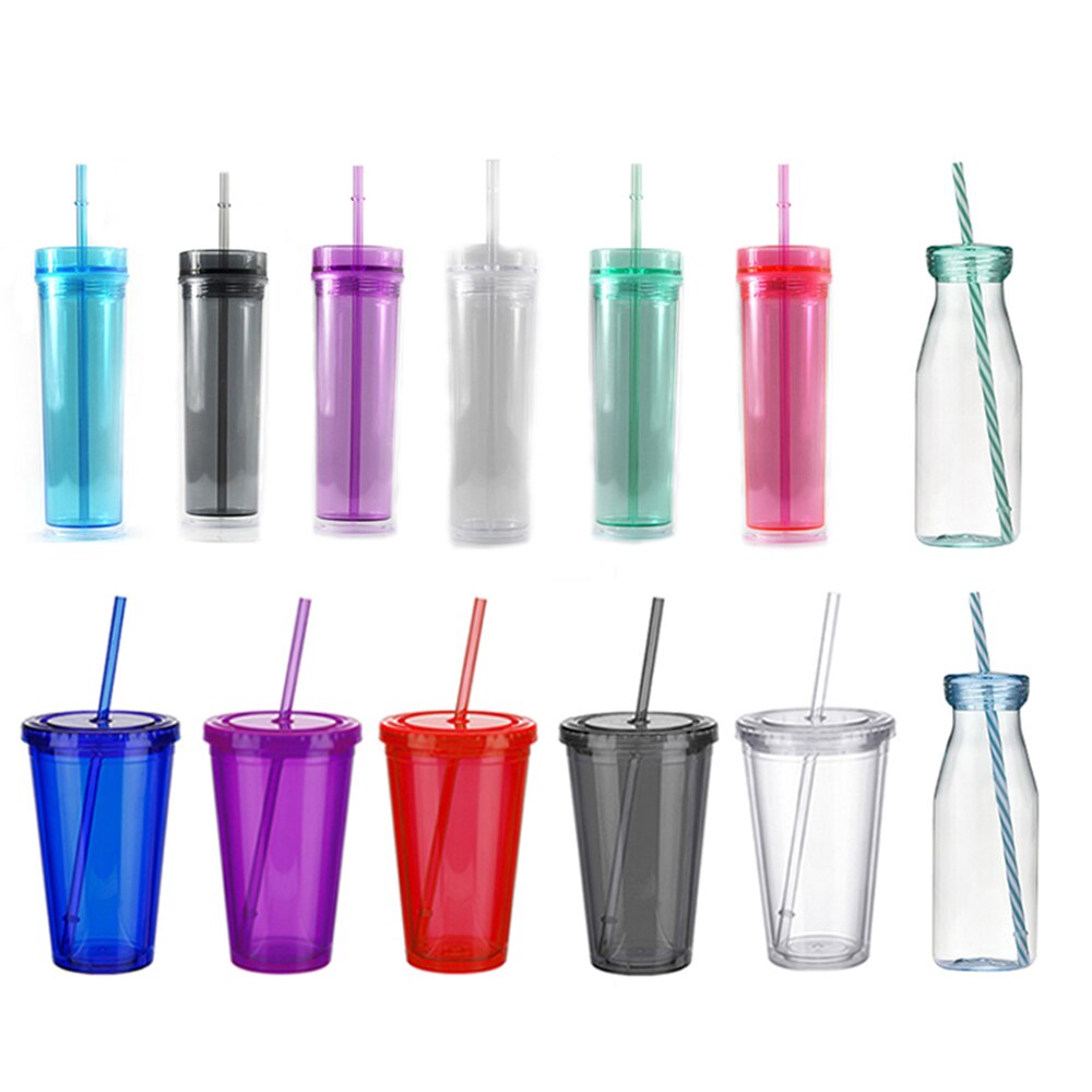 Stro Cup Lovertjes Glitter Cup Kleurrijke Koffie Sap Stro Mok Eenvoudige Plastic Bodem Outdoor Draagbare Cup