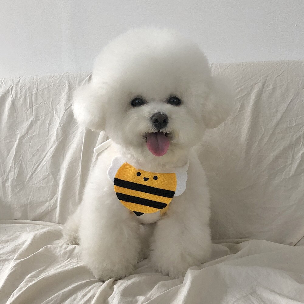 canna Bandana fasciatura triangolare animale domestico fazzoletto da collo sciarpa bavaglini lavabili fazzoletto da collo sciarpa reticolare saliva asciugamano accessori per animali domestici: bee