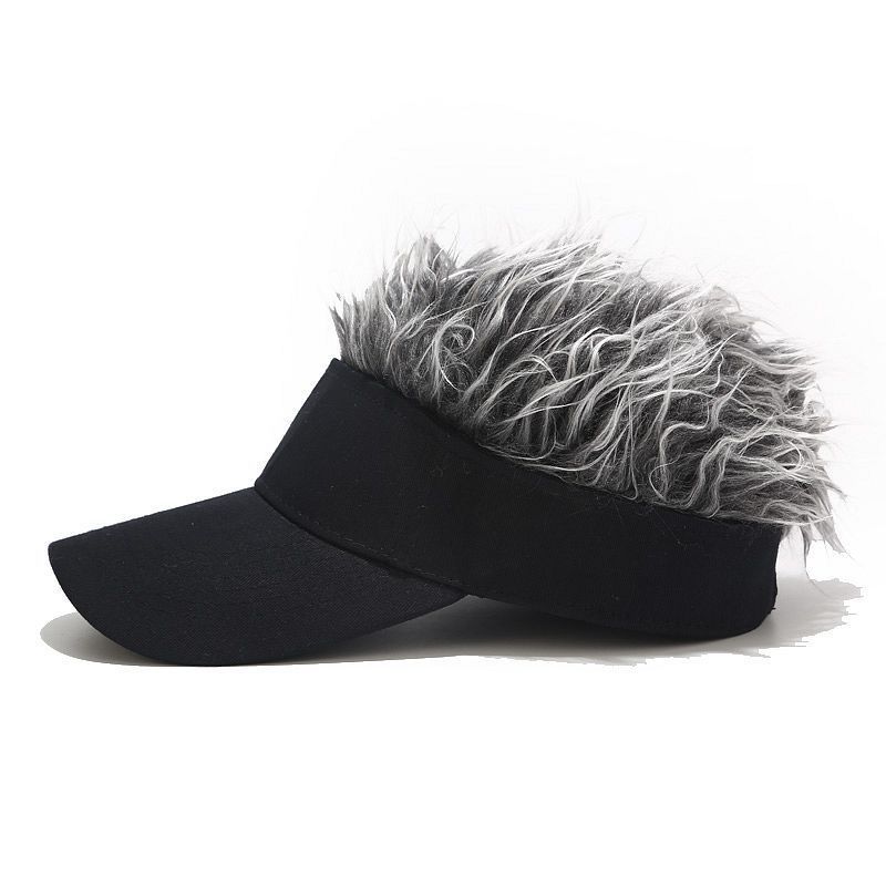 Homens peruca boné de beisebol cravado cabelos moda chapéu feminino casual ajustável ao ar livre personalidade criativa chapéus acessórios alternativos: Gray