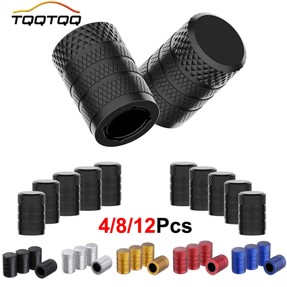 TQQTQQ Tapa de válvula de neumático de aluminio de 4/8/12 piezas, resistente a la corrosión, cubiertas de vástago universales para automóviles, camiones, motocicletas, SUV y bicicletas