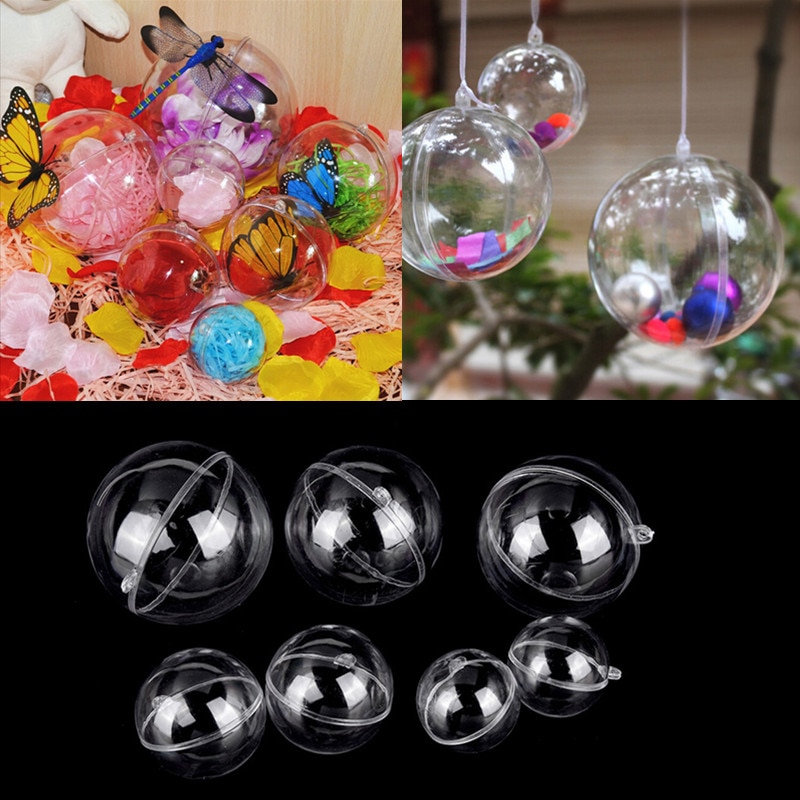 1pz Alberi Di Natale Decorazioni Natalizie Palla Aperto Trasparente di Plastica Trasparente Gingillo Ornamento Regalo Regalo Scatola di Decorazione
