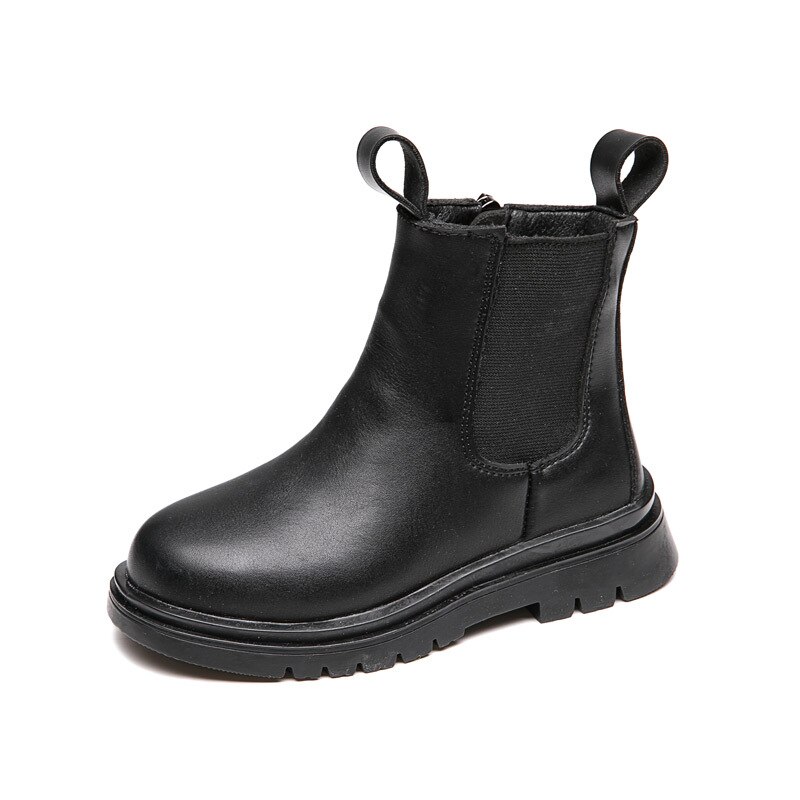 Neue Winter Stiefel für Mädchen Herbst PU Leder Schule Boy Casual Schuhe Einzigen Stiefel Kinder Mädchen Martin Stiefel e102: Black / 28(Inner 17CM)