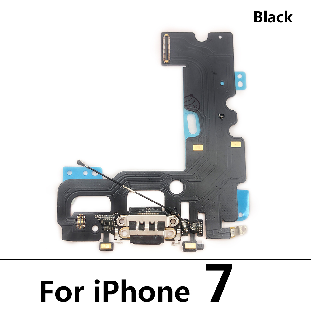 Original USB Charging Port Mic Microphone Dock Connector Board Flex Cable Repair Parts For Iphone 6 6S 7 8 Plus: For  7 Black Ori