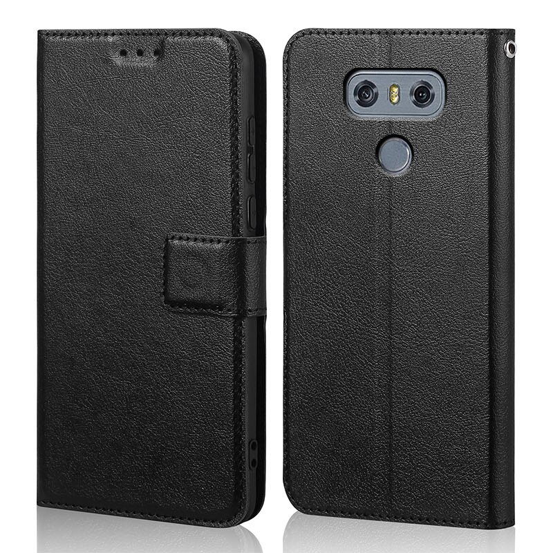 Siliconen Flip Case Voor Lg G6 G 6 H870 H873 H870DS Luxe Wallet Pu Leer Magnetische Telefoon Tassen Gevallen Voor lg G6 Met Kaarthouder: Black