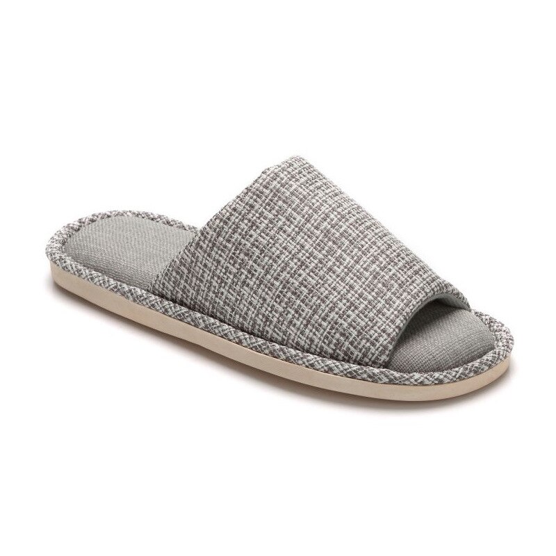 Zapatillas planas de lino para hombre, zapatos blandos cómodos, de otoño e invierno: grey / 12