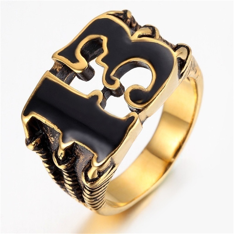 Classic Men's ring Lucky Number 13 Gothic Biker Dragon Claws Skull Stainless Steel Ring Vintage Punk Rings