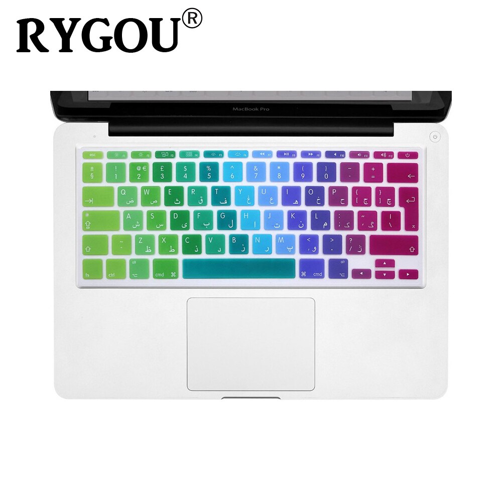 Arabic & English ISO European Layout Silicone Keyboard Cover for MacBook Air 11.6 Inch Macbook 11 A1370 A1465 Keyboard Film: Rainbow