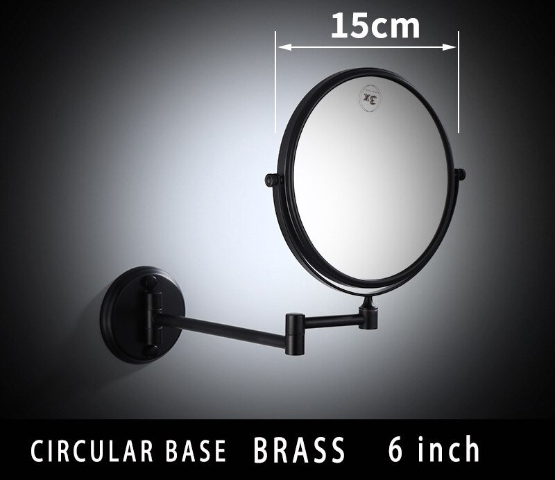 Dressing Mirror Wall Mounted 8 inch Brass Magnifying Mirror Folding Black Oil/Gold Makeup Mirror Cosmetic Mirror Lady: C 6inch BLACK