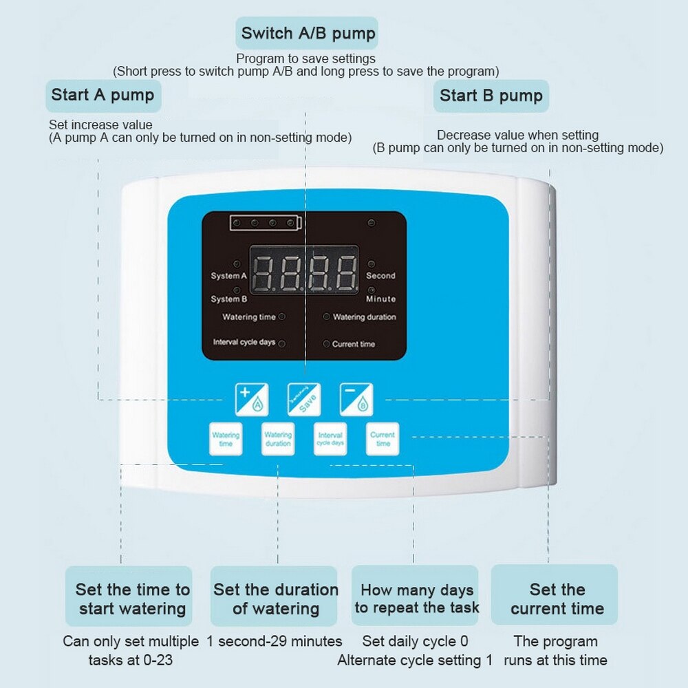 1/2 pomp zonne-energie bewateringsautomaat druppelirrigatie plantenbewateringsapparaat waterpomp timer tuin zelfbewateringsset