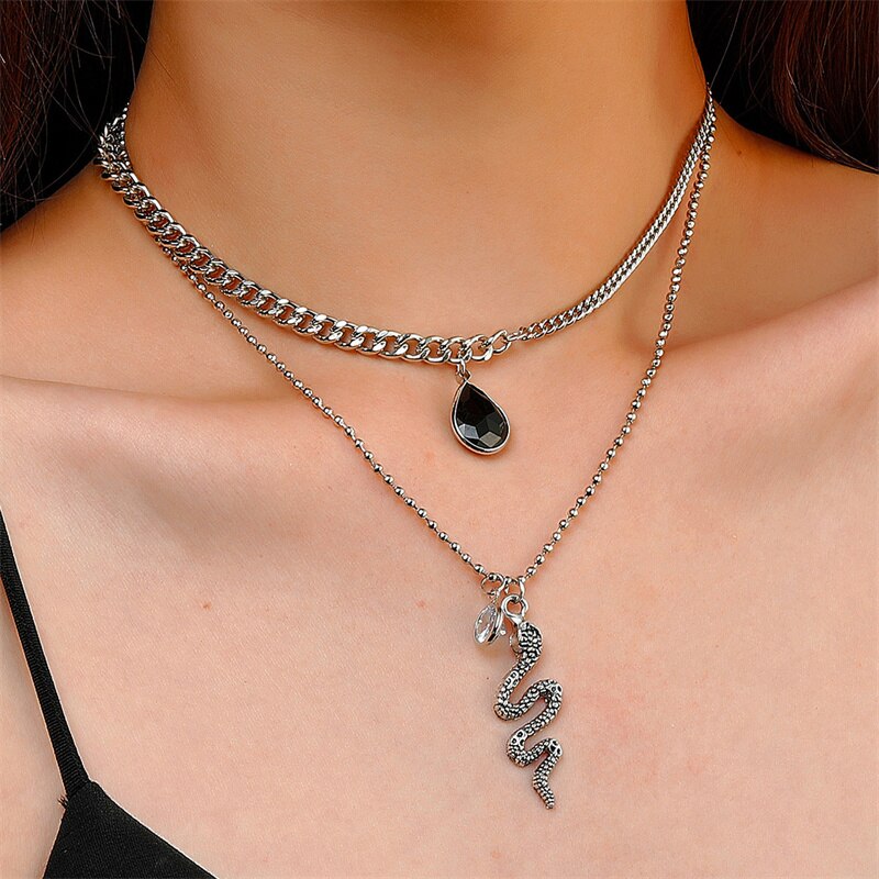 Punk Gold wielowarstwowa pszenica słońce naszyjnik wąż dla kobiet w stylu Vintage 2021 łańcuszek wisiorek Choker biżuteria prezenty ślubne INS Trendy: OV54805