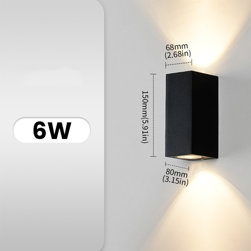 LED-Wandleuchten für Höhle Innen- und Außenbereich, IP66, wasserdicht, nach oben und unten, 6 W, LED-Wandleuchte, oberflächenmontiertes LED-Licht für Höhle Garten, Veranda: verrotten / 6w