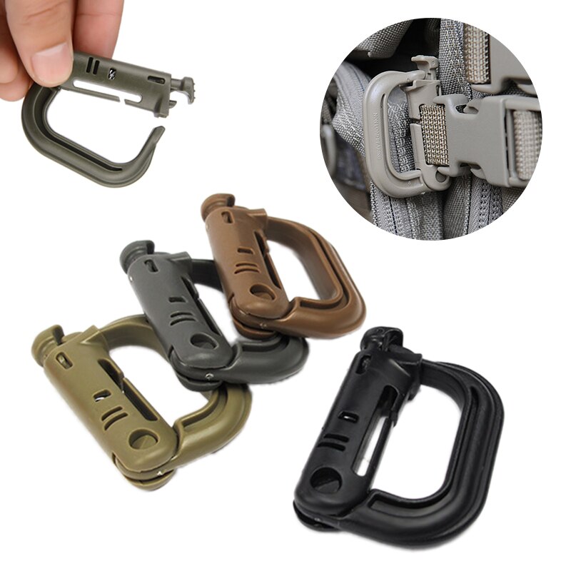 4pcs Climbing Carabiner D-shape Buckle Locking Ring Plastic Clip Snap Buckle Carabiner Keychain ITW Fastener Hiking Bag Buckle