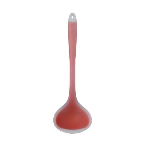 Silicone Nonstick Anti Translucent Handle Soup Spoons Kitchen Cooking Tools: Red