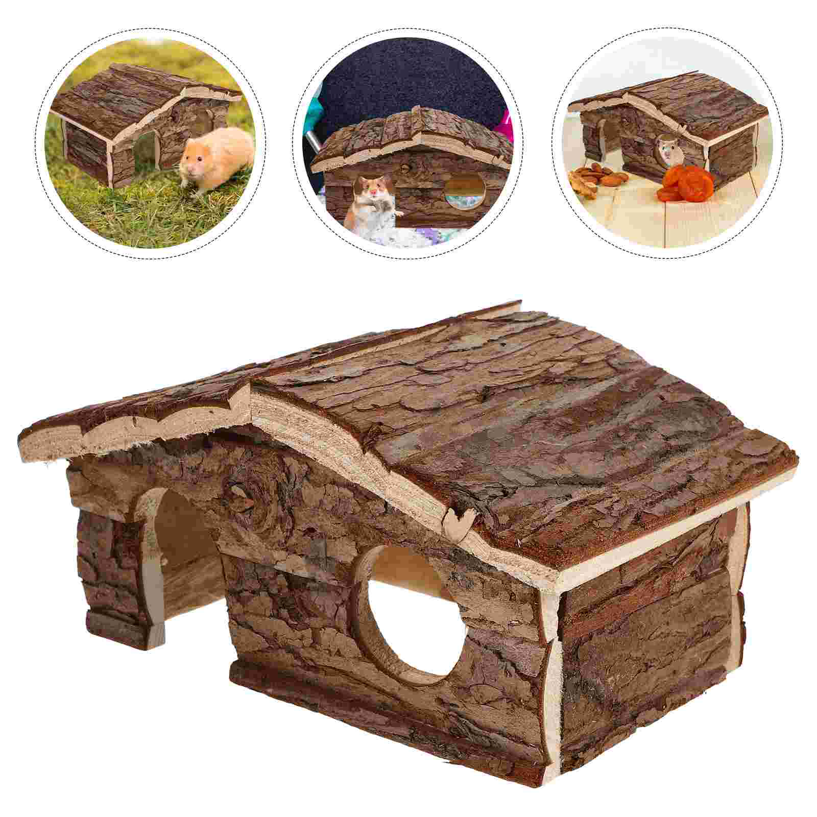 Jaula de refugio para hámster, escondites de cabina de madera, casas de conejillo de indias, cabaña de animales pequeños, juguete para ratón, juguetes de descanso