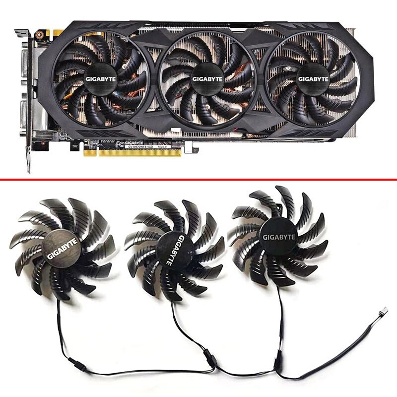 Ventilador de refrigeración de 3 pines, 75MM, PLD08010S12H, para Gigabyte GTX 970, Windforce G1, R9-280X, GV-R928XWF3-3GD, tarjetas gráficas