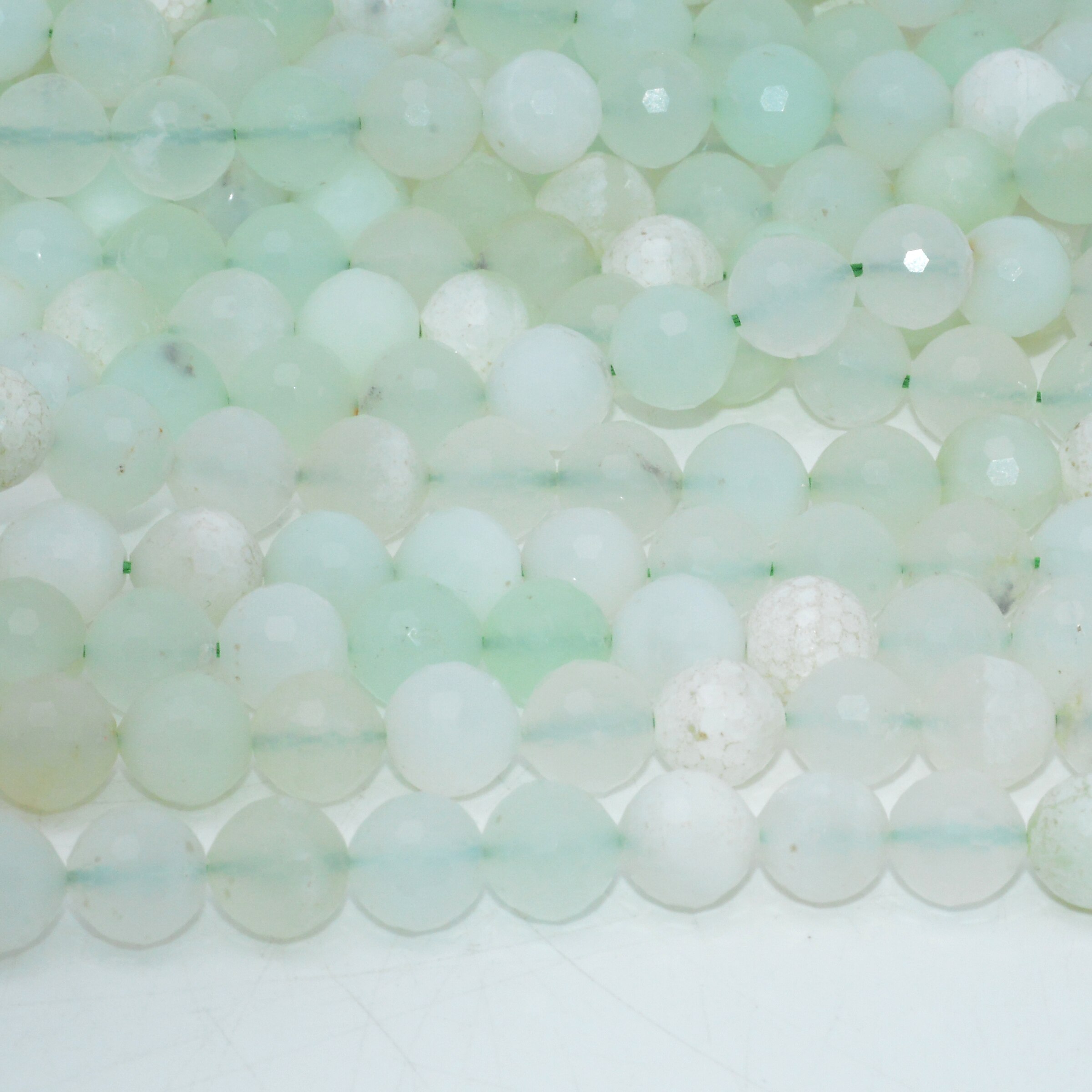 Natural Prase Opal Faceted Round Beads 8.8mm-9mm, Simple