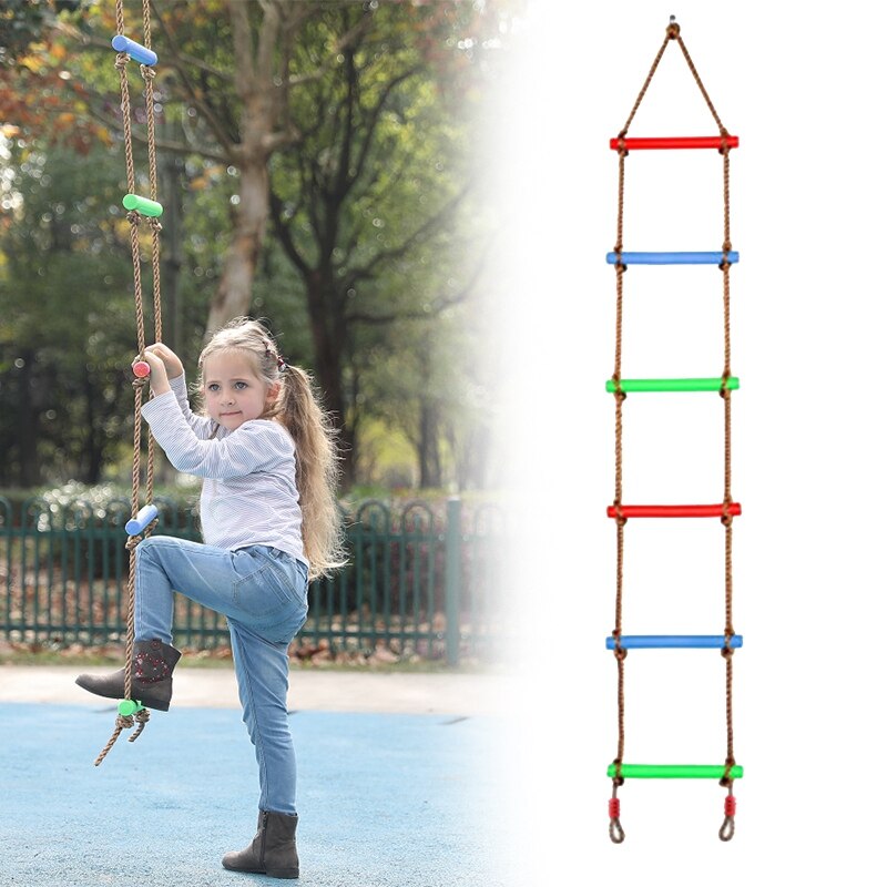 6Ft Climbing Rope Ladder Climbing Rope Swing Set Tree Ladder Toy for Children Climbing Exercise