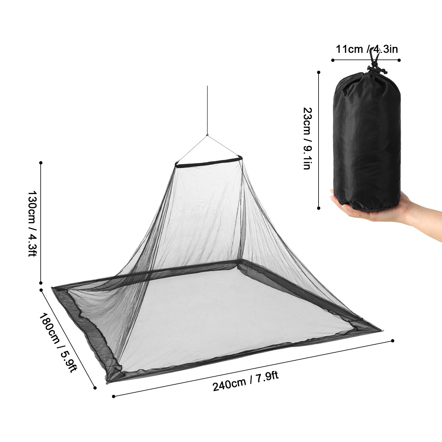 Red antimosquitos para acampar, red para exteriores para dos personas, carpa con bolsa de transporte para mochilero, senderismo y Camping