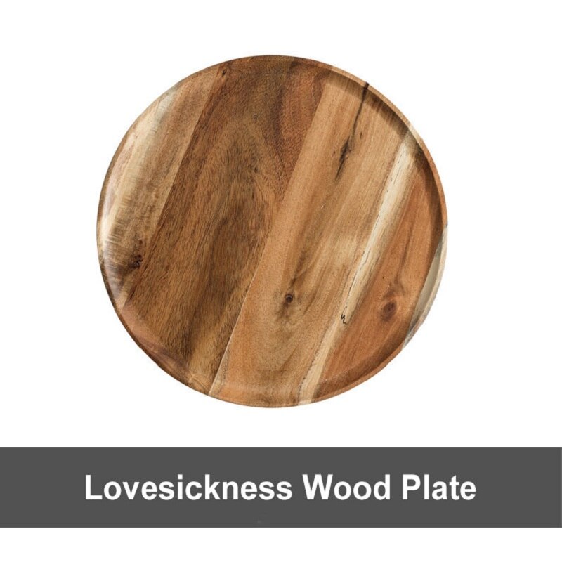 Hele Hout Lovesickness Hout Massief Houten Pan Plaat Fruit Gerechten Schotel Thee Dienblad Dessert Diner Plaat Ronde Vorm Servies Set: Lovesickness Wood / Large