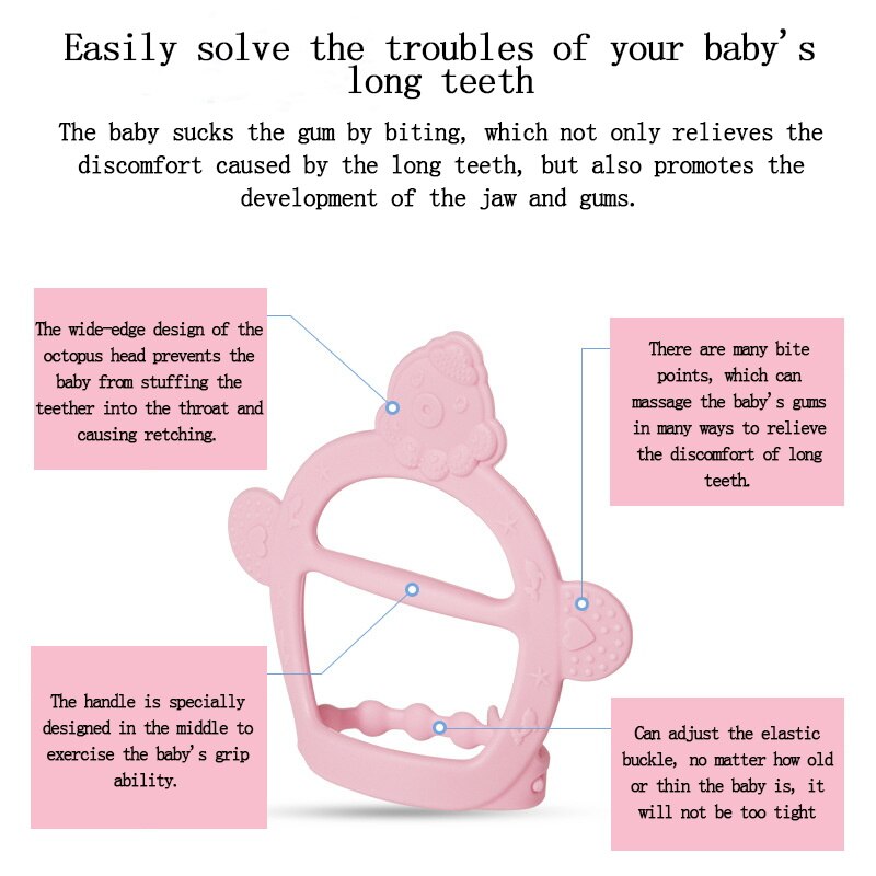 Nyfødte spædbarn silikone bidragsarmbånd kan placeres på håndleddet baby tidlig læring uddannelse tænder legetøj