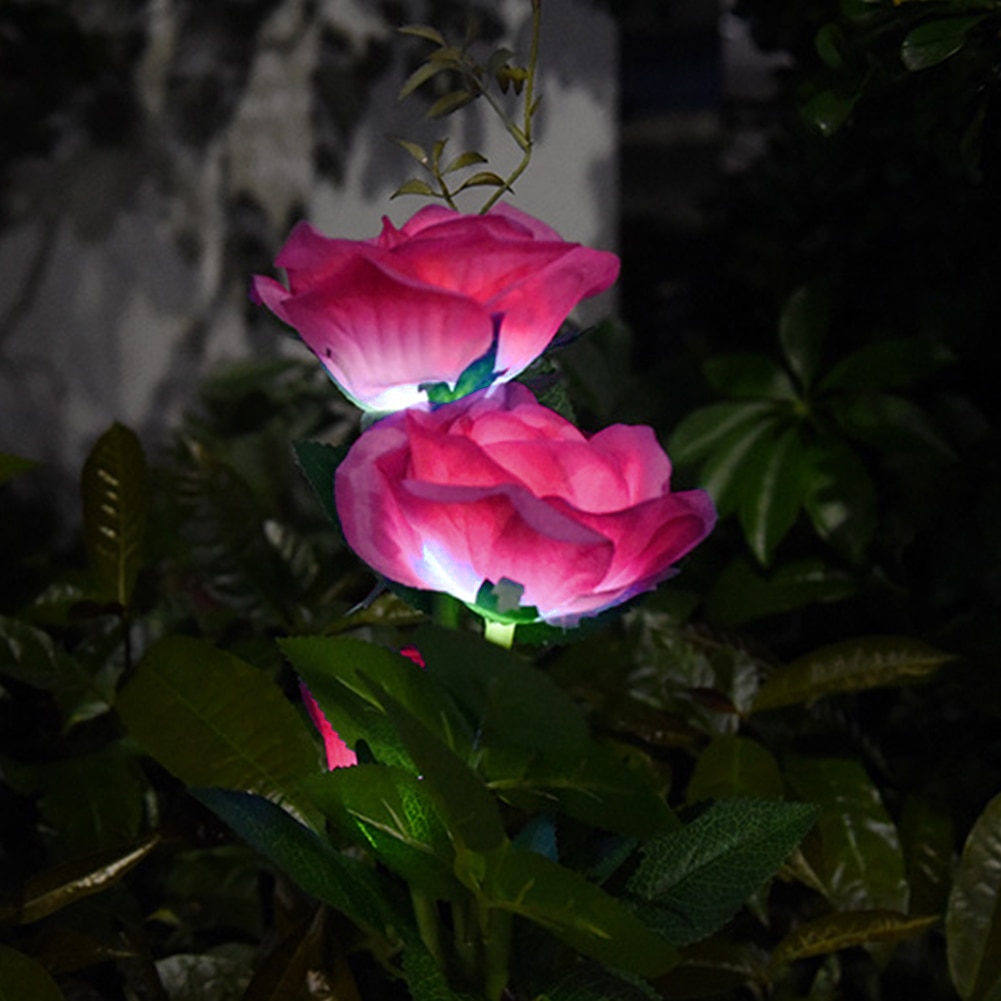 3LED Solar Rose Bloem Licht Waterdicht Tuin Landschap Lamp Outdoor Gazon Lamp Thuis Decoratieve Bloem Night Lights: Pink