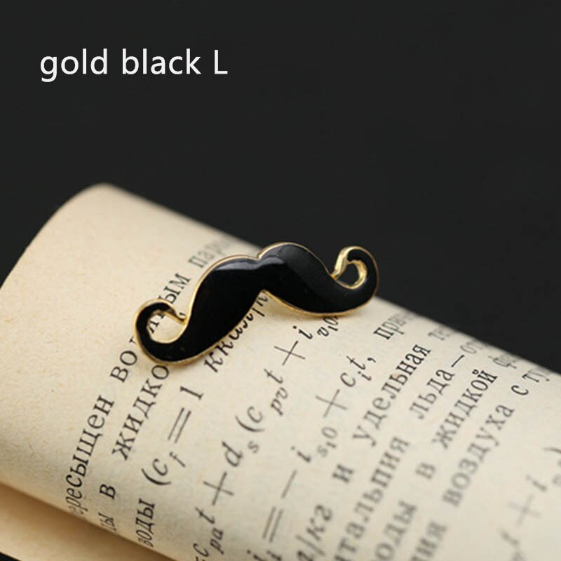 Fashionable Polish mustache brooch men's ladies shirt clothes lapel pin button badge wedding dress lapel pin: gold black L