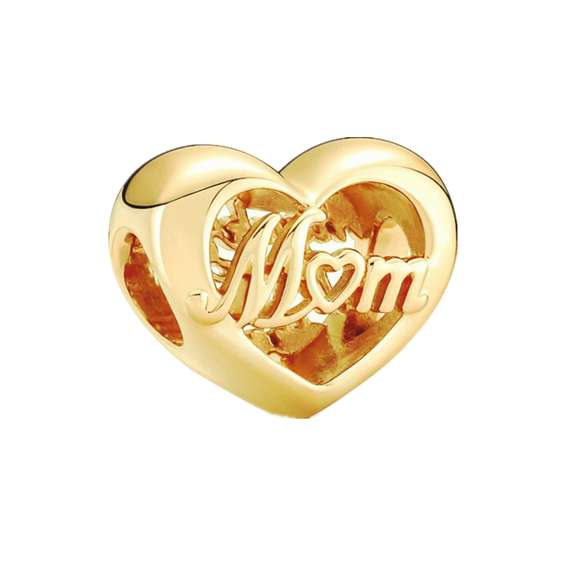 Ailes d'ange en or scintillant pour maman et papa, perles breloque en forme de cœur, adaptées au Bracelet européen Original en argent 925, bricolage de bijoux pour femmes