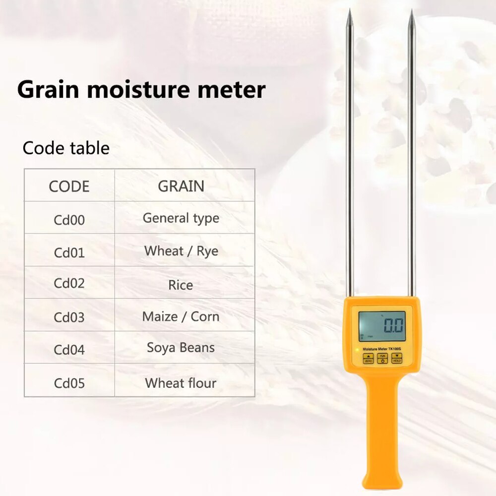 TK100S dijital tahıl nem test cihazı mısır su nem ölçer çekirdeği nem ölçer buğday pirinç nem analizörü çeltik higrometre
