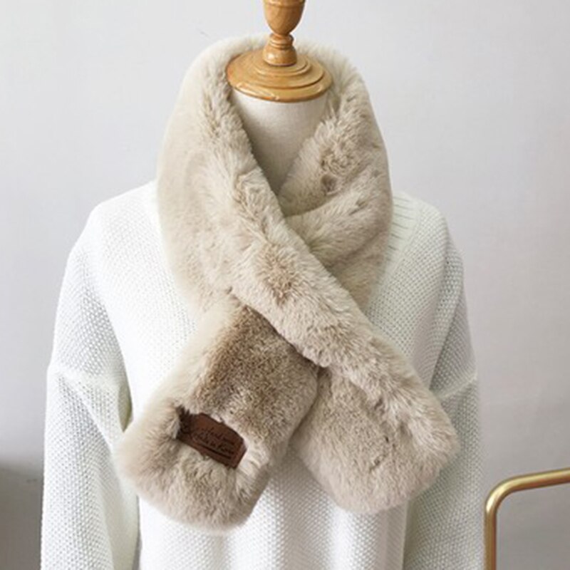 Bufanda de cuello para mujer, bufanda cruzada de felpa, encogimiento de hombros para otoño e invierno, abrigo, vestido, XIN