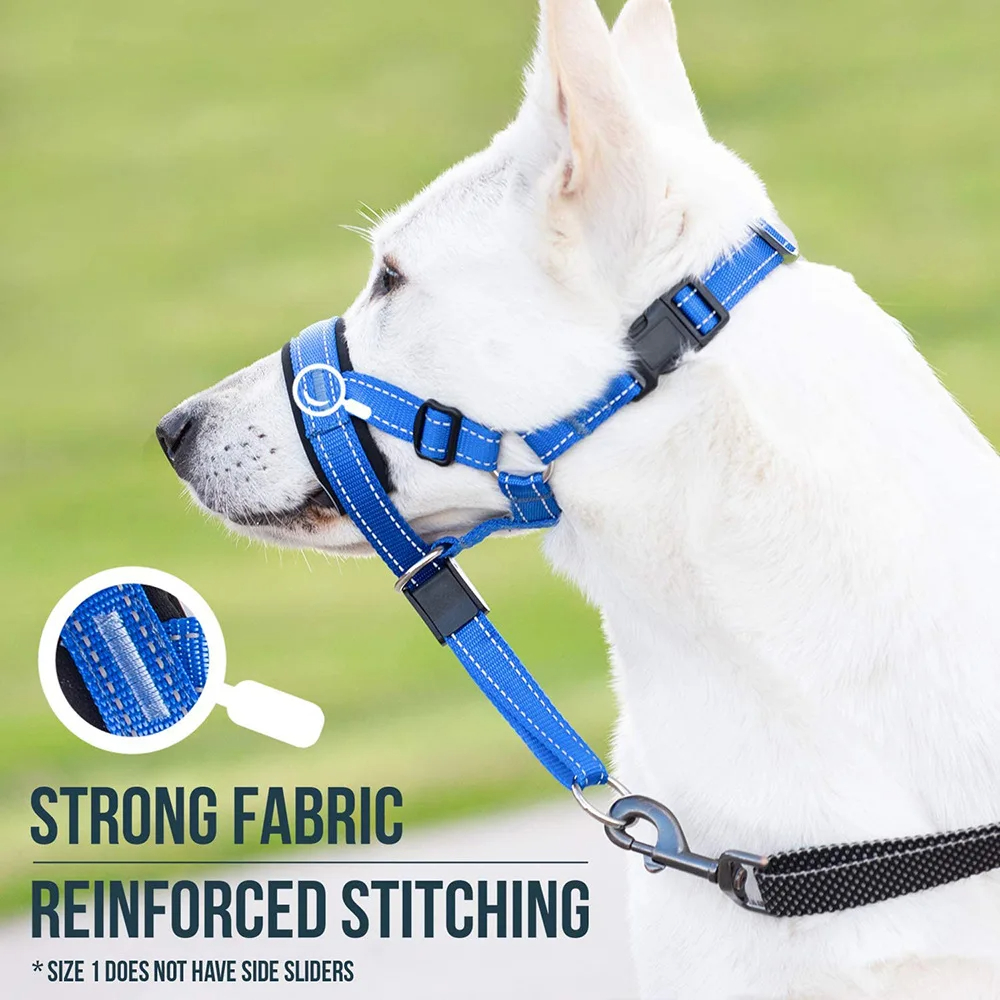 Bozales antiladridos para perros, Collar transpirable, herramienta de entrenamiento para perros, conjunto de bozal de nailon con tiras reflectantes, correas para mascotas de verano