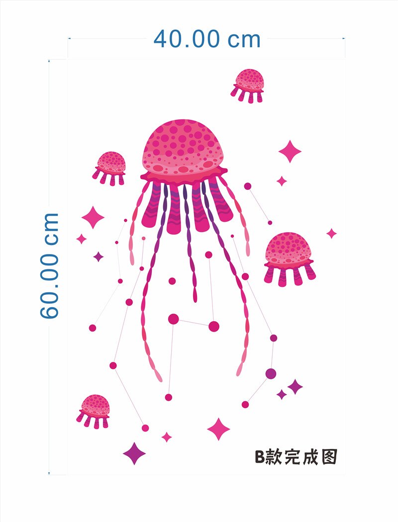Medusa Mar Océano decoraciones para niños bebé guardería dibujos animados calamar pulpo baño adhesivo para decoración hogareña arte: B HOT PINK