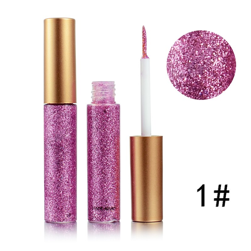 Handaiyan skinnende glitter flydende eyeliner blyant diamant shimmer eyeliner rosa guld farve eyeliner makeup til øjenkosmetik: 01