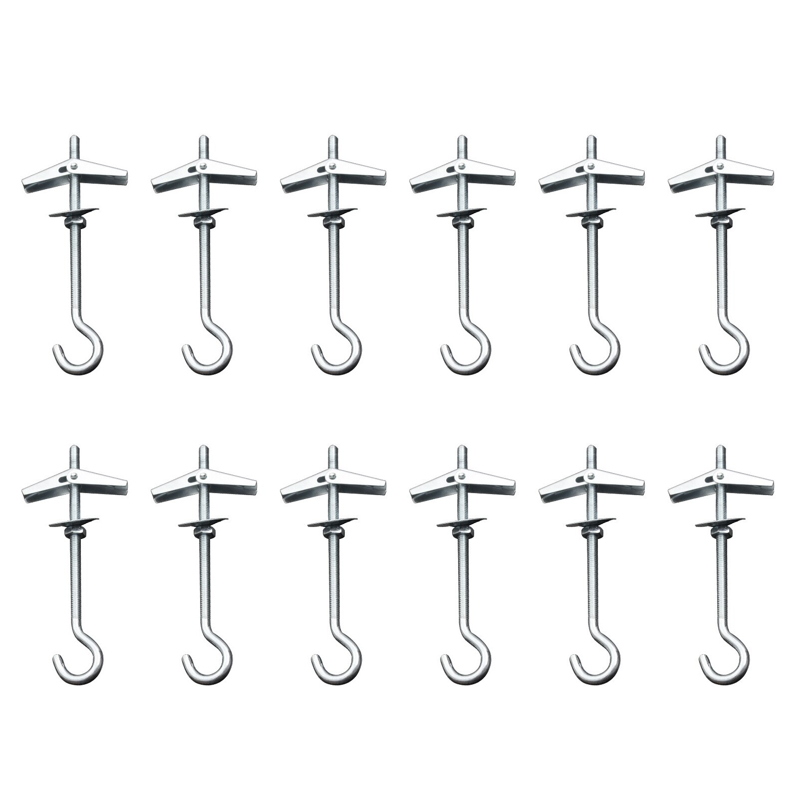 12pcs Reusable Fixing Anchor Space Saving Spring Toggle Wing Bolt Plasterboard Indoor Outdoor Ceiling Hook Easy Install M 4 90mm