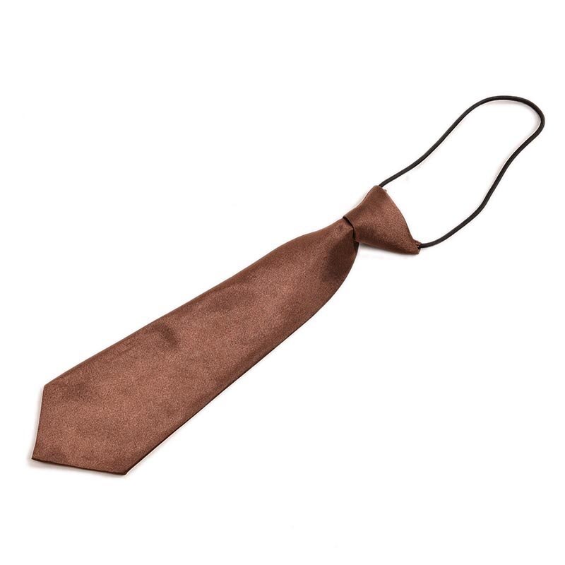 Jongen Tie Kids Baby School Boy Wedding Stropdas Das Elastische Effen Kleur Vlek: Coffee