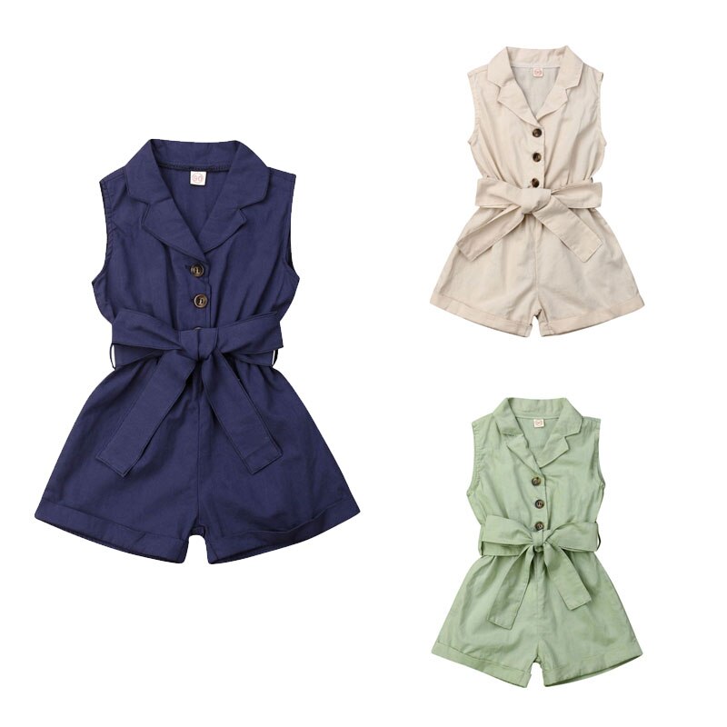Peuter Meisjes Overall Romper - Mouwloze Effen Kleur Jumpsuit voor de Zomer - 1-6 Jaar