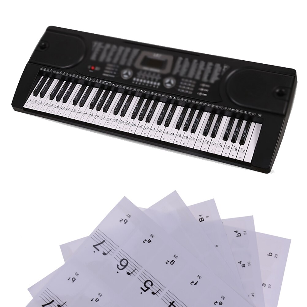 1 ark piano keyboard 54/61 tangenter elektronisk keyboard 88 tangenter klistremerker musikkdekal etikett note learn biginners barn