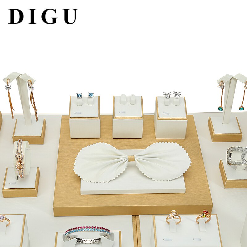 DIGU luxury jewelry display earrings rings pendants window showcase leather storage jewelry display