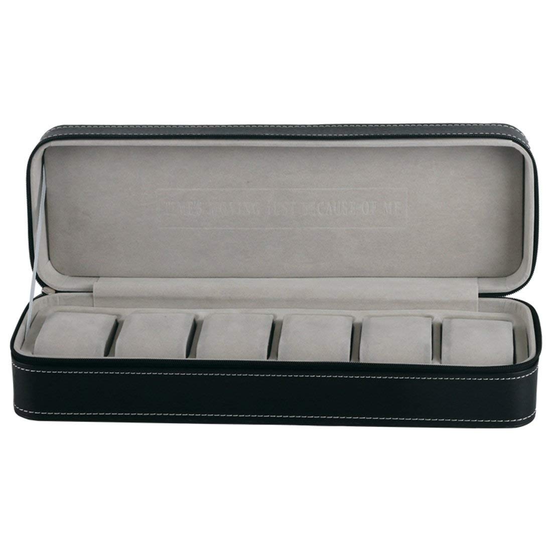 Cajas de reloj de 6 ranuras estuche de cremallera de viaje portátil, caja de almacenamiento de joyas, caja de almacenamiento en Color negro